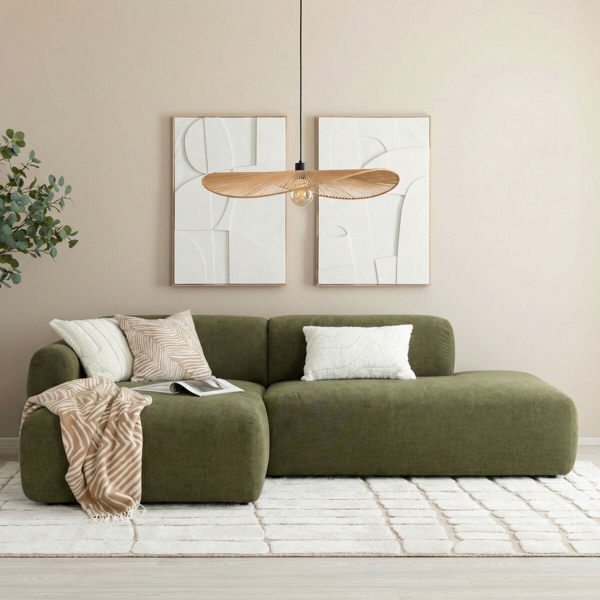 Lumo divaanisohva avopäädyllä vasen Home 14 vihreä